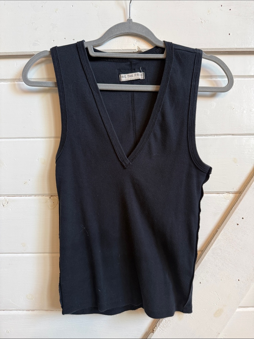 We The Free Black V-Neck Ribbed Tank